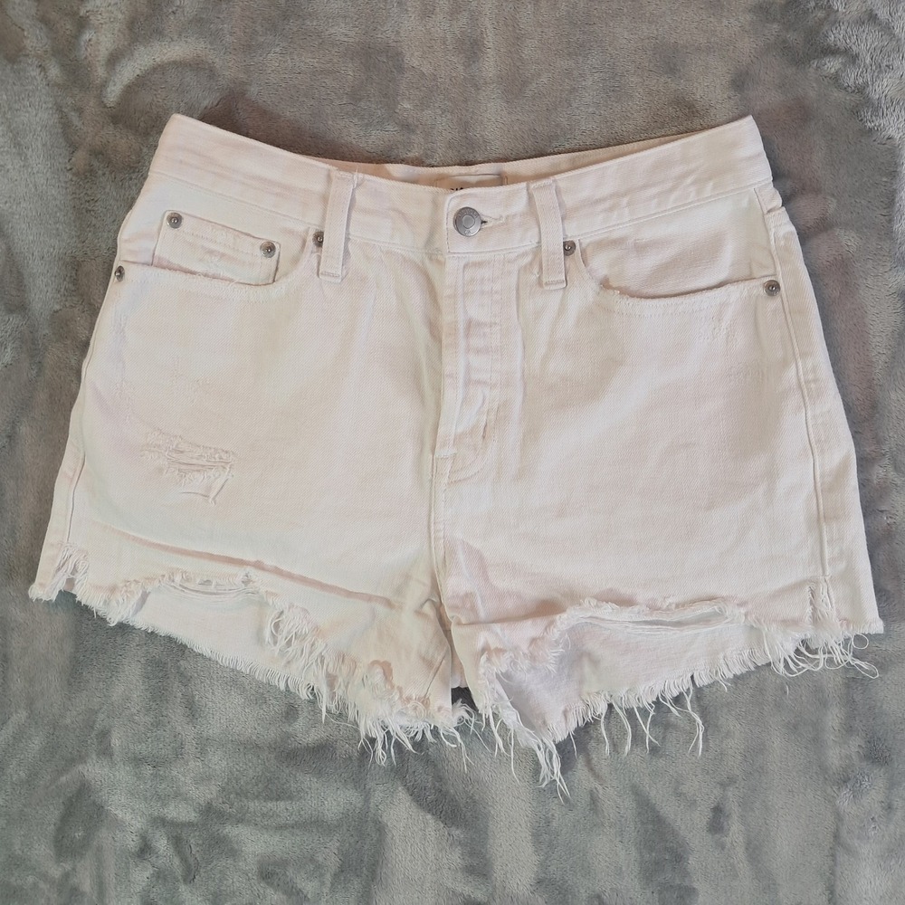 Pistola Womens Size 27 High Rise Cut Off Denim Shorts White Distressed Raw Hem